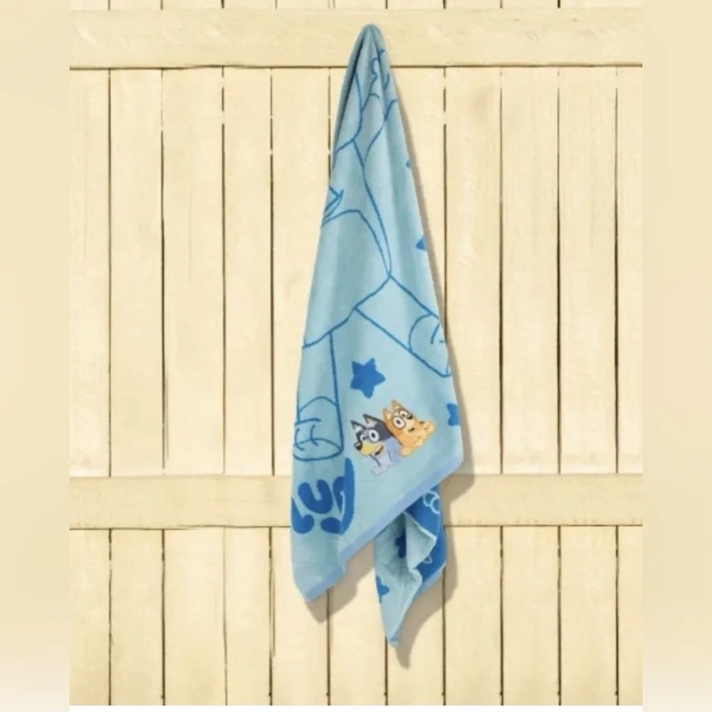 New Bluey & Bingo Beach towel with Embroidered  100% cotton big & soft 34”X63”